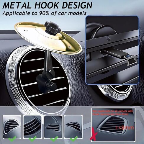 Car Cymbal Air Vent Decor - Alloy Steel Drum with Anti-Fall Clip, 360° Swivel Head, Black & Gold Finish, Anti-Rattle Design & Cleaning Cloth Included (1 Pack) in Saudi Arabia