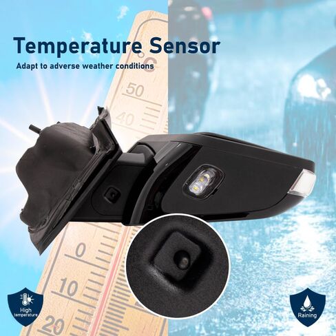 لسيارة Ford F150 2021-2024 مجموعة مرآة الباب مطلية باللون الأسود قابلة للطي يدويًا مع ضوء إشارة الانعطاف، ضوء البركة، مستشعر حرارة زجاجي للبقع العمياء، 13 دبابيس RH جانب الركاب (غير محكم) in Saudi Arabia