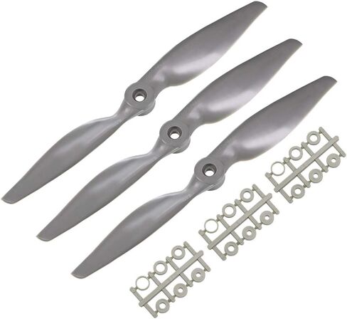 uxcell RC Propellers CW 10x6 Inch 2-Vane for Airplane Nylon Gray 3Pcs with Adapter Rings in Saudi Arabia
