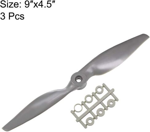 uxcell RC Propellers CW 10x6 Inch 2-Vane for Airplane Nylon Gray 3Pcs with Adapter Rings in Saudi Arabia