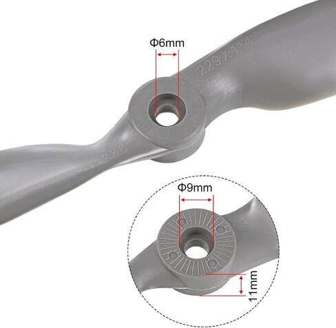 uxcell RC Propellers CW 10x6 Inch 2-Vane for Airplane Nylon Gray 3Pcs with Adapter Rings in Saudi Arabia