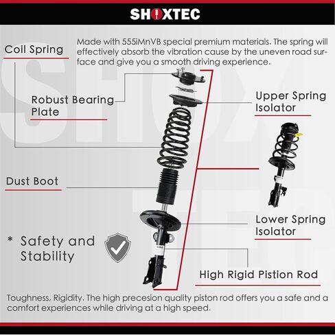 استبدال مجموعة دعامة كاملة للزوج الأمامي من Shoxtec لـ 1997 1998 2000 2001 Honda CR-V مع 2.0 لتر L4 محرك لفائف الربيع تجميع ممتص الصدمات Repl. مونرو 171583L 171583R in Kuwait