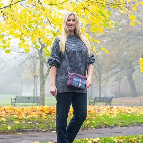 Authentic Harris Tweed Camera Bag Vegan Leather Crossbody Clutch, Dimensions: 9.05"x6.29"x3.93" in Saudi Arabia