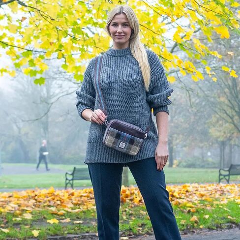 Authentic Harris Tweed Camera Bag Vegan Leather Crossbody Clutch, Dimensions: 9.05"x6.29"x3.93" in Saudi Arabia