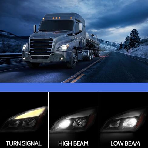 Headlights Assembly Fit for 2018-2024 Freightliner Cascadia, Headlamps Head Light Lamp W/Bulbs Housing Driver Left Passenger Right Side in Saudi Arabia