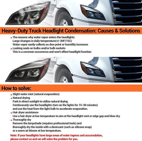 Headlights Assembly Fit for 2018-2024 Freightliner Cascadia, Headlamps Head Light Lamp W/Bulbs Housing Driver Left Passenger Right Side in Saudi Arabia
