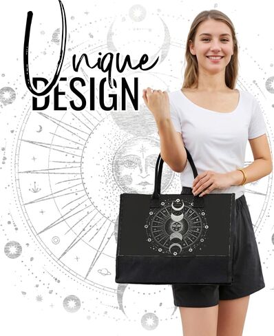 InnoBeta Astrology Witchy Gifts, Moon Tote Bag for Women, Top Zipper Closure and Shoulder Strap, Perfect Gifts for Birthday, Thanksgiving, Christmas in Saudi Arabia