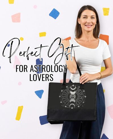 InnoBeta Astrology Witchy Gifts, Moon Tote Bag for Women, Top Zipper Closure and Shoulder Strap, Perfect Gifts for Birthday, Thanksgiving, Christmas in Saudi Arabia