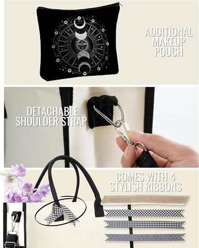 InnoBeta Astrology Witchy Gifts, Moon Tote Bag for Women, Top Zipper Closure and Shoulder Strap, Perfect Gifts for Birthday, Thanksgiving, Christmas in Saudi Arabia
