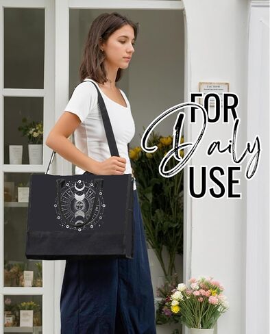 InnoBeta Astrology Witchy Gifts, Moon Tote Bag for Women, Top Zipper Closure and Shoulder Strap, Perfect Gifts for Birthday, Thanksgiving, Christmas in Saudi Arabia