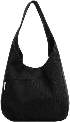 Fashion Corduroy Tote Bag for Women, Large Capacity Shoulder Bag, Solid Color Casual Handbag with Pockets in Saudi Arabia