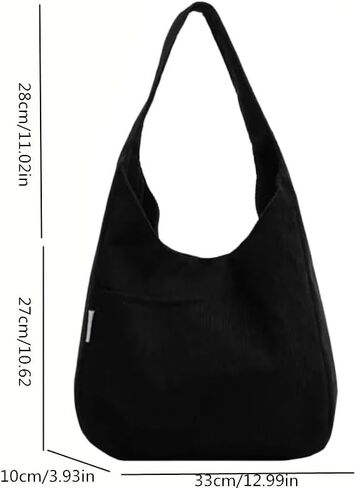 Fashion Corduroy Tote Bag for Women, Large Capacity Shoulder Bag, Solid Color Casual Handbag with Pockets in Saudi Arabia