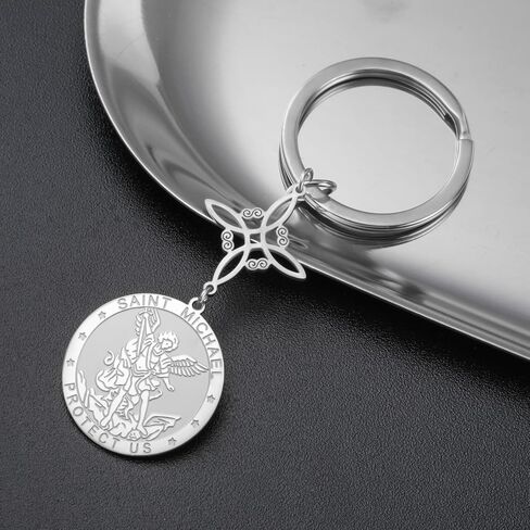 TEAMER Saint Michael Witch Knot Keychain The Great Protector Archangel Amulet Keychain Double Amulet Protection Jewelry in Saudi Arabia