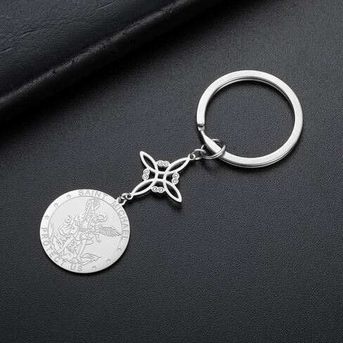 TEAMER Saint Michael Witch Knot Keychain The Great Protector Archangel Amulet Keychain Double Amulet Protection Jewelry in Saudi Arabia
