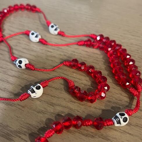 Santa Muerte thread rosary. Rosario de hilo de la Santa Muerte. (Red) Jewelry joyeria accesorios in Saudi Arabia