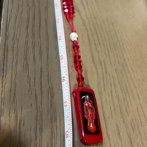 Santa Muerte thread rosary. Rosario de hilo de la Santa Muerte. (Red) Jewelry joyeria accesorios in Saudi Arabia