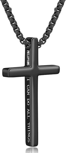 قلادة صليب للرجال، فضي/ذهبي/أسود للرجال قلادات متقاطعة من الفولاذ المقاوم للصدأ سلسلة قلادة متقاطعة هدايا بسيطة للرجال in Kuwait