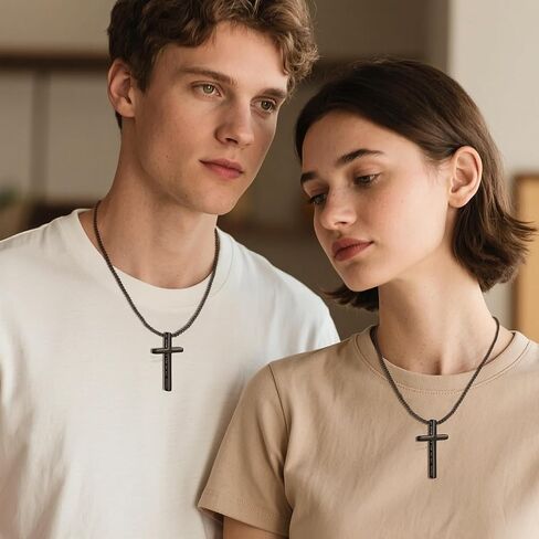 قلادة صليب للرجال، فضي/ذهبي/أسود للرجال قلادات متقاطعة من الفولاذ المقاوم للصدأ سلسلة قلادة متقاطعة هدايا بسيطة للرجال in Kuwait