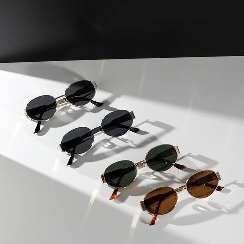 Oval Sunglasses for Women Men Fashion Gold Metal Frame Sun Glasses in Saudi Arabia