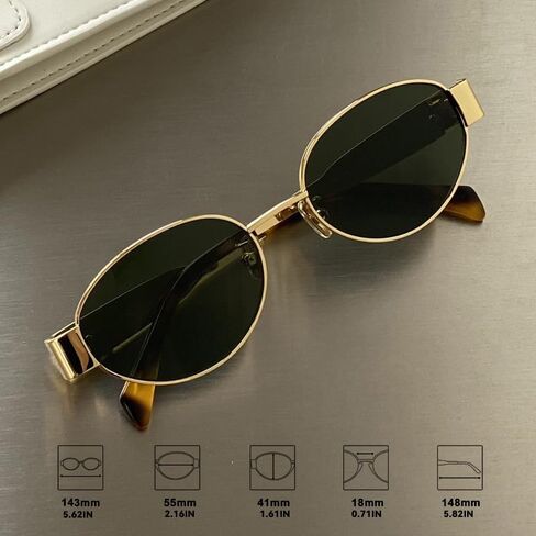 Oval Sunglasses for Women Men Fashion Gold Metal Frame Sun Glasses in Saudi Arabia
