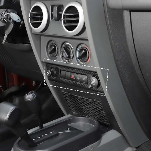 RT-TCZ لسيارة Jeep JK لوحة القيادة المركزية لوحة التحكم غطاء الكسوة لسيارة جيب رانجلر 2007-2010 JK JKU ملحقات داخلية من ألياف الكربون الأسود قطعة واحدة in Saudi Arabia