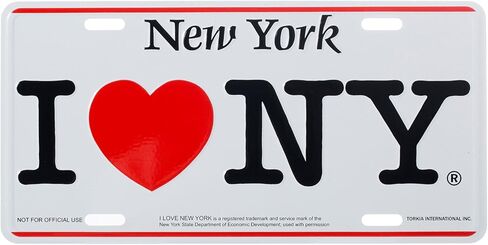 لوحة تذكارية مزخرفة من Artisan Owl I Love New York - لافتة ألومنيوم شديدة التحمل مقاومة للصدأ للجدار أو ديكور المنزل (أبيض) in Kuwait