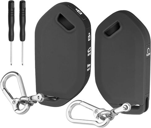 قطعتان من FT FUNTOR لغطاء مفتاح Kia Key Fob، غطاء مفتاح سيليكون 5 أزرار مع سلسلة مفاتيح، متوافق مع 2023 2024 2025 Kia Telluride Carnival Sorento EV5 K4 K5 GT-Line (أسود + أسود) in Kuwait