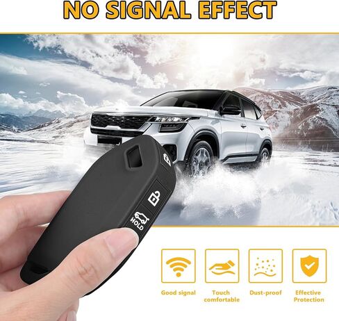 قطعتان من FT FUNTOR لغطاء مفتاح Kia Key Fob، غطاء مفتاح سيليكون 5 أزرار مع سلسلة مفاتيح، متوافق مع 2023 2024 2025 Kia Telluride Carnival Sorento EV5 K4 K5 GT-Line (أسود + أسود) in Kuwait