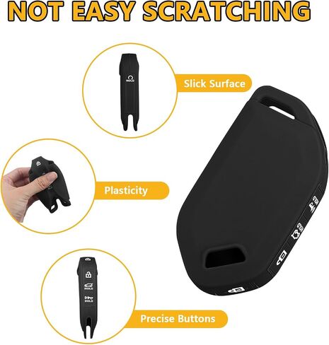 قطعتان من FT FUNTOR لغطاء مفتاح Kia Key Fob، غطاء مفتاح سيليكون 5 أزرار مع سلسلة مفاتيح، متوافق مع 2023 2024 2025 Kia Telluride Carnival Sorento EV5 K4 K5 GT-Line (أسود + أسود) in Kuwait