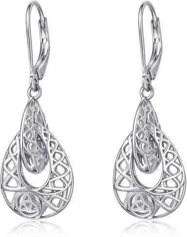 Celtic Earrings Sterling Silver Religious Irish Celtic Knot Teardrop Dangles Jewelry Baptism Gifts for Women Wife Friends in Kuwait
