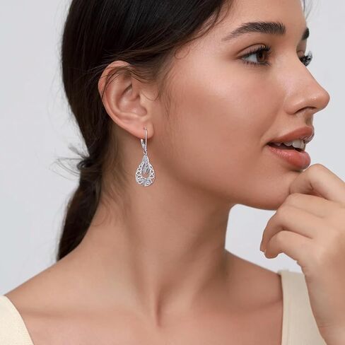 Celtic Earrings Sterling Silver Religious Irish Celtic Knot Teardrop Dangles Jewelry Baptism Gifts for Women Wife Friends in Kuwait