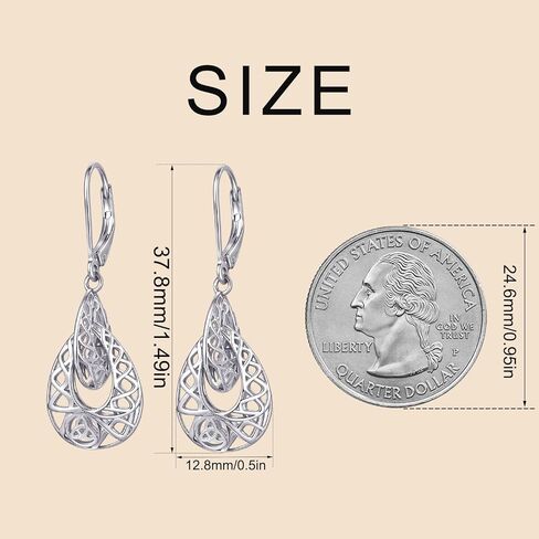 Celtic Earrings Sterling Silver Religious Irish Celtic Knot Teardrop Dangles Jewelry Baptism Gifts for Women Wife Friends in Kuwait