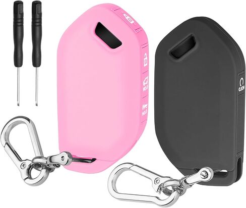 قطعتان من FT FUNTOR لغطاء مفتاح Kia Key Fob، غطاء مفتاح سيليكون 5 أزرار مع سلسلة مفاتيح، متوافق مع 2023 2024 2025 Kia Telluride Carnival Sorento EV5 K4 K5 GT-Line (أسود + أسود) in Kuwait