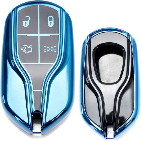 iJDMTOY Chrome Finish Black TPU Key Fob Protective Cover Case Compatible with Maserati 2013-up Quattroporte, Ghibli, 2017-up Levante in Saudi Arabia