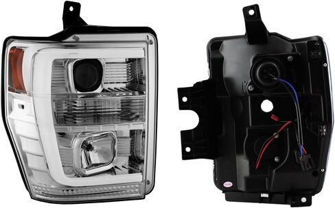 AKKON - For 2008-2010 F250 F350 F450 F550 Superduty Black LED Tube Projector المصابيح الأمامية للسائق + زوج الركاب in Saudi Arabia