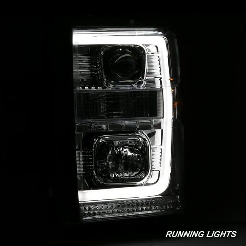 AKKON - For 2008-2010 F250 F350 F450 F550 Superduty Black LED Tube Projector المصابيح الأمامية للسائق + زوج الركاب in Saudi Arabia
