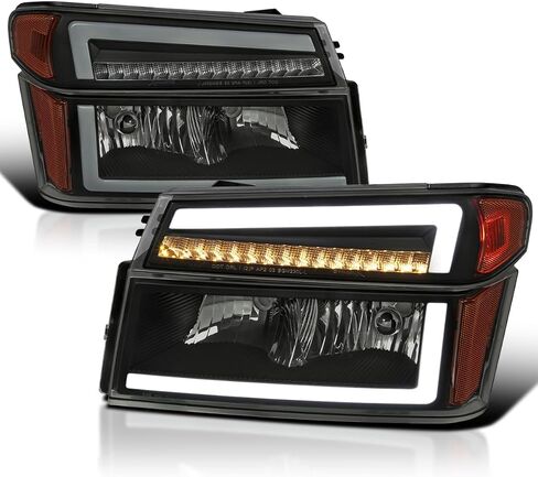 SPEC-D ضبط المصابيح الأمامية السوداء + أضواء الزاوية مع أنبوب LED متوافق مع 2004-2012 تشيفي كولورادو، جي إم سي كانيون يسار + مجموعة مصابيح الرأس اليمنى in Saudi Arabia