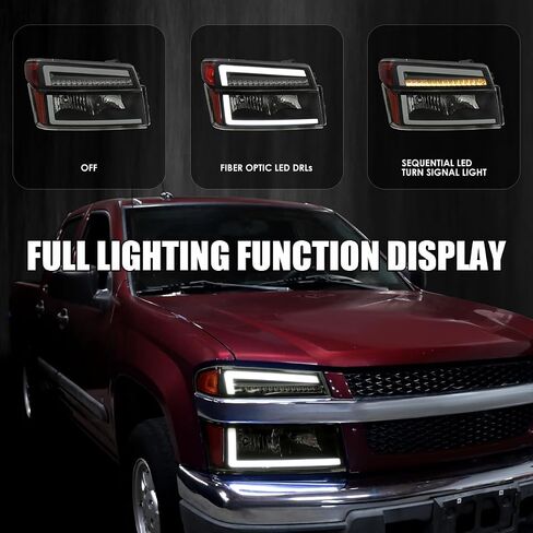 SPEC-D ضبط المصابيح الأمامية السوداء + أضواء الزاوية مع أنبوب LED متوافق مع 2004-2012 تشيفي كولورادو، جي إم سي كانيون يسار + مجموعة مصابيح الرأس اليمنى in Saudi Arabia