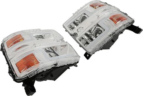 HECASA Pair Projector Headlight Compatible with 2015-2019 Chevy Silverado 2500 HD 3500 HD Replacement for GM2503416 GM2502416 w/LED Tube DRL Front Headlamp - Clear Lens Chrome Housing in Saudi Arabia