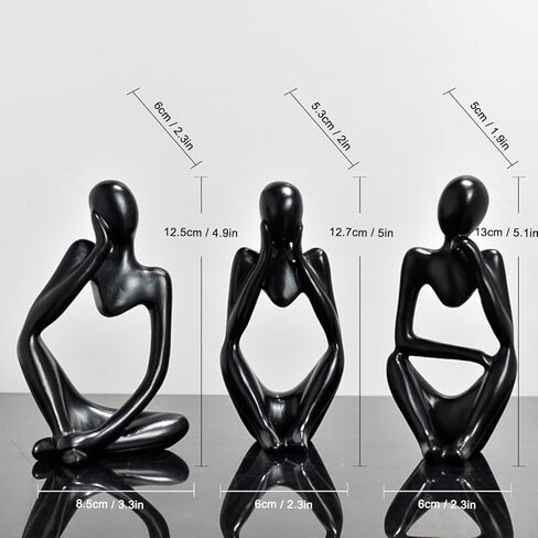 Gold Thinker Statues Home Decor, Set of 3 Pcs White Resin Trendy Abstract Art Sculpture Collectible Figurines Home Office Coffee Shops Desktop Decoration Aesthetic Ornaments in Saudi Arabia