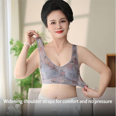 Ellebloam - Ice Silk Lace Everyday Cooling Comfort Bra,Elle Bloam Bras for Senior Women,Lace Buttonless Comfortable Bra in Saudi Arabia