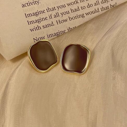 Vintage Black Enamel Square Earrings for Women Fashion Two Tone Gold Stud Dripping Oil Dangle Earring Trendy Formal Aesthetic Statement Jewelry Rectangle Gifts in Saudi Arabia