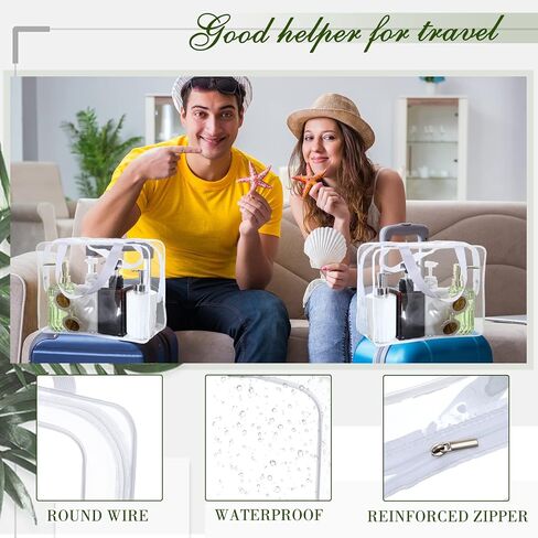 Kacctyen 24 Pcs Large Storage Bags, Reusable PVC Clear Makeup Bag Bulk Waterproof PVC Clear Plastic Toiletry Bag Organizing Cosmetic Clothes Tote Pouch for Travel Women Men(White) in Saudi Arabia