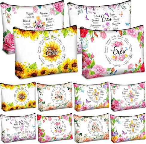 Kacctyen 24 Pcs Spanish Christian Cosmetic Bags Bulk Mother's Day Church Gifts Spanish Christian Gifts for Women Bible Verse Pencil Pouch Makeup Bag Regalos Religiosos Para Mujer (Classic Style) in Kuwait