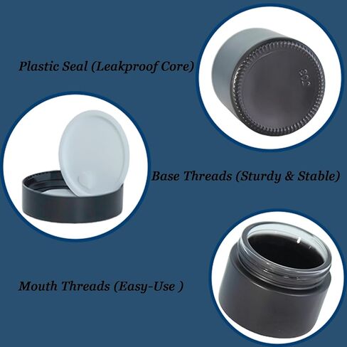 2Oz Small Glass Jars with Lids, 45Pack Lotion Container, Cosmetic Containers, Little Travel Jars for Creams with Mini Spoon, Black Label (Matte Black) in Saudi Arabia