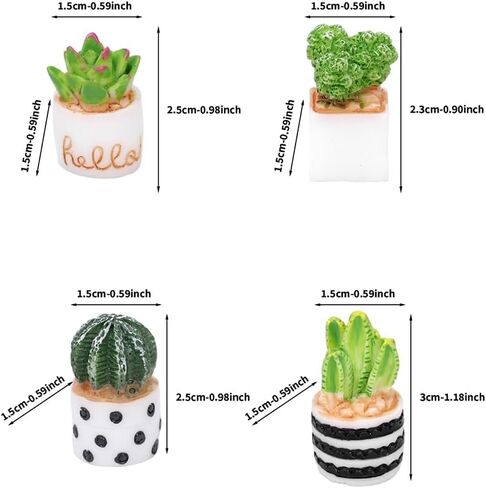 4PCS Cartoon Cute Artificial Plants Artificial Resin Cactus Potted Ornaments Home Tabletop Ornaments Office Desktop Decor in Saudi Arabia