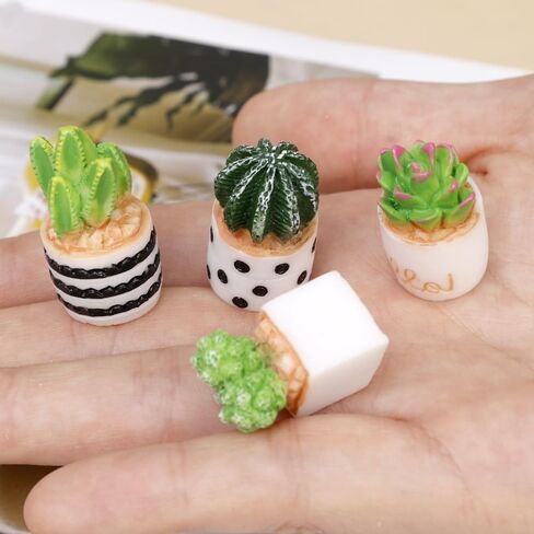 4PCS Cartoon Cute Artificial Plants Artificial Resin Cactus Potted Ornaments Home Tabletop Ornaments Office Desktop Decor in Saudi Arabia