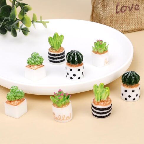 4PCS Cartoon Cute Artificial Plants Artificial Resin Cactus Potted Ornaments Home Tabletop Ornaments Office Desktop Decor in Saudi Arabia