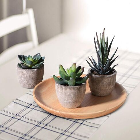 Ounona 3pcs Artificial Succulent Plants Set with Pots - Realistic Faux Mini Succulents for Home, Office, and Aesthetic Decor - Perfect for Desk, Living Room, and Bathroom in Saudi Arabia