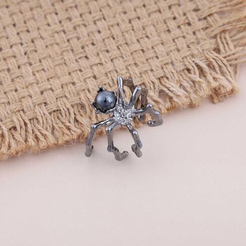 Gothic Moonstone Spider Ring Halloween Spider Ring Black Spider Finger Ring Big Spider Open Ring Adjustable Spider Statement Ring Jewelry for Women in Saudi Arabia